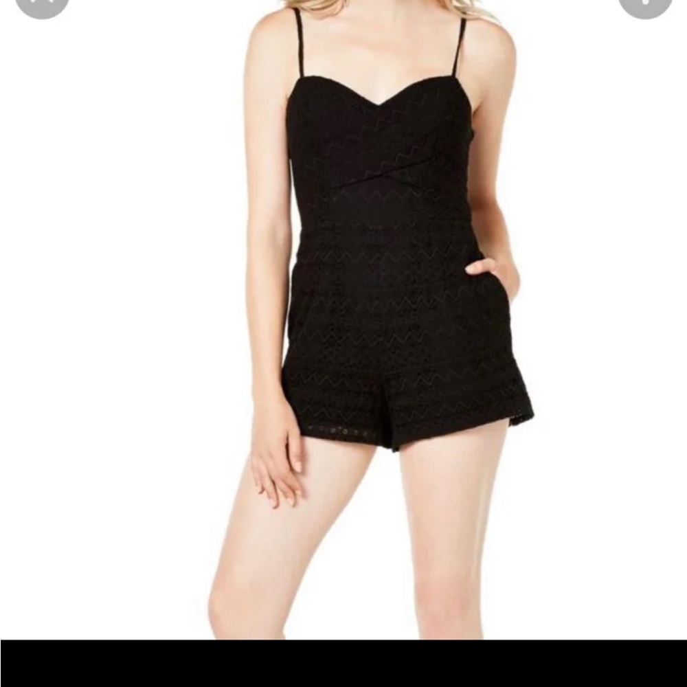 Guess Black Floral Lace Surplice Romper/Jumpsuit Size S